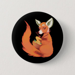 Funny Fox Knitter 6 Cm Round Badge