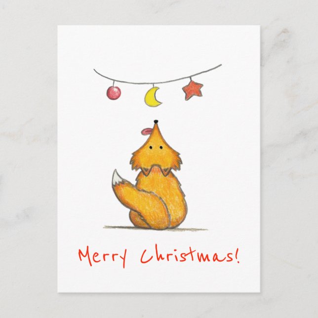 Funny Fox/ Merry Christmas Holiday Postcard (Front)