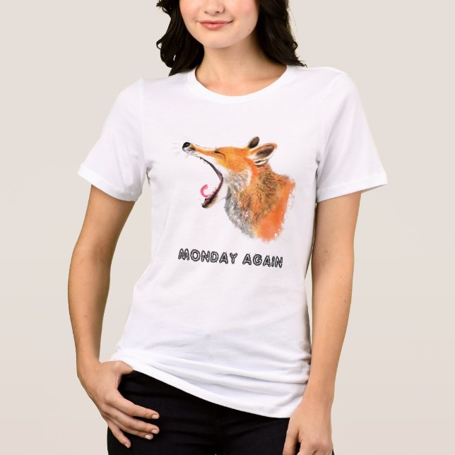 Funny Fox T-Shirt with Text - Customisable Tri-Blend Shirt (Front)