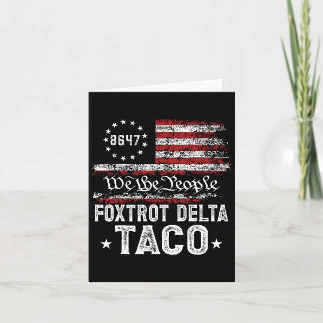 Funny Foxtrot Delta Taco  Card (Front)