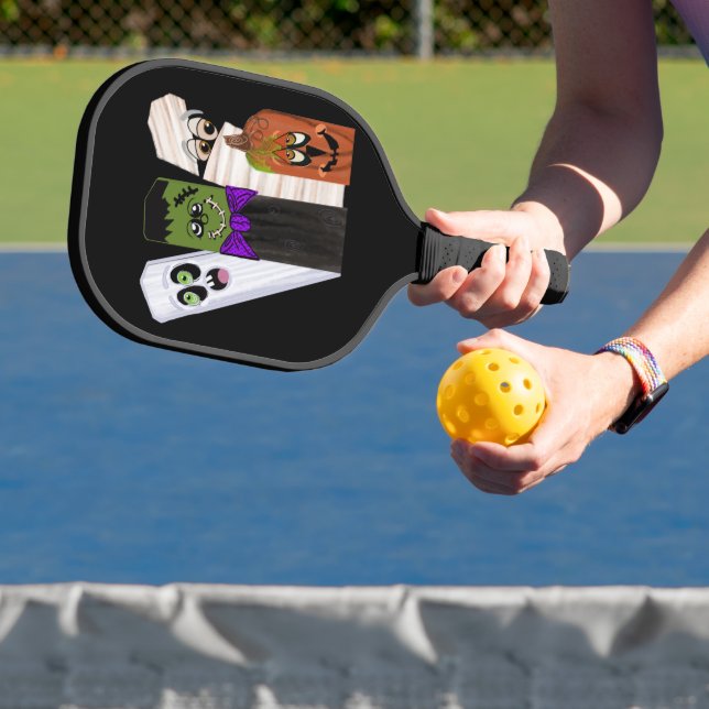 Funny Frankenstein Ghost Pumpkin Invisible Man Pickleball Paddle (Insitu)