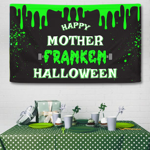 Funny Frankenstein Happy Mother Franken Halloween Banner