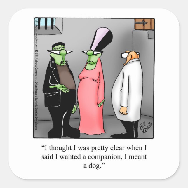 Funny Frankenstein  Humour Halloween Stickers (Front)