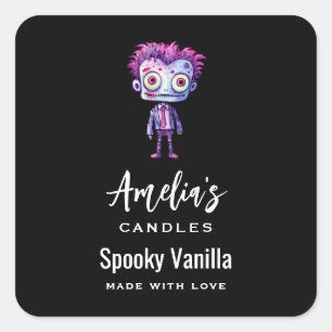 Funny Frankenstein Monster - Candle Business Square Sticker