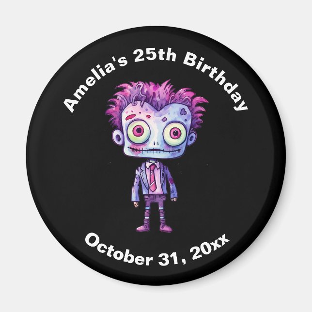 Funny Frankenstein Monster Halloween Fun Birthday Magnet (Front)