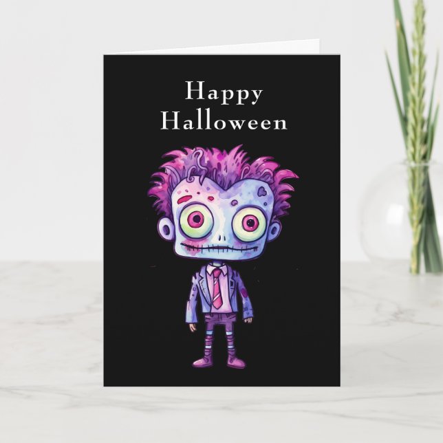 Funny Frankenstein Monster Halloween Fun Holiday Card (Front)
