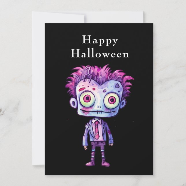 Funny Frankenstein Monster Halloween Fun Holiday Card (Front)