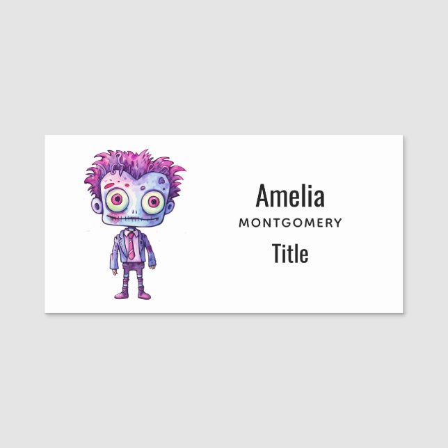 Funny Frankenstein Monster Halloween Fun Name Tag (Front)
