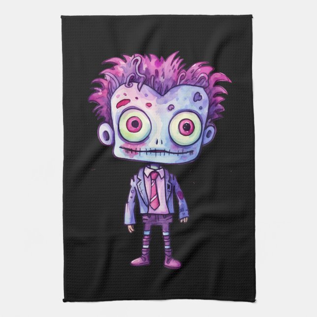 Funny Frankenstein Monster Halloween Fun Tea Towel (Vertical)