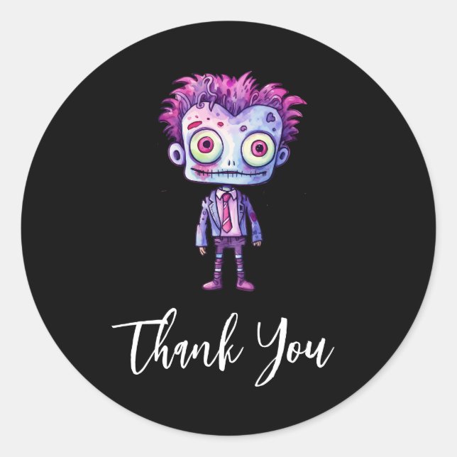 Funny Frankenstein Monster Halloween Fun Thank You Classic Round Sticker (Front)