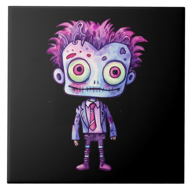 Funny Frankenstein Monster Halloween Fun Tile (Front)