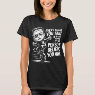 Funny Frankenstein Monster Unicycle Motivational Q T-Shirt