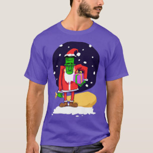 Funny Frankenstein Wearing Santa Suit Christmas T-Shirt