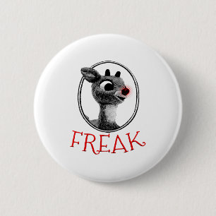 Funny Freak Rudolph The Red Nosed Reindeer Christm 6 Cm Round Badge