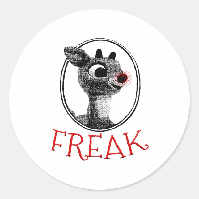 Funny Freak Rudolph The Red Nosed Reindeer Christm Classic Round Sticker (Front)