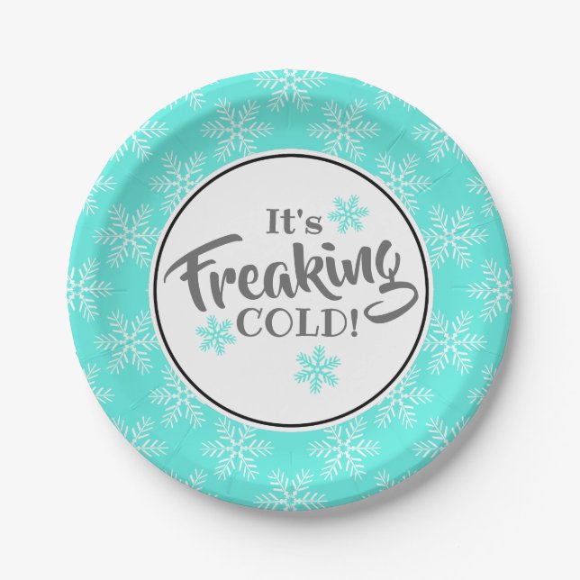 Funny Freaking Cold Winter Party Paper Plate (Front)