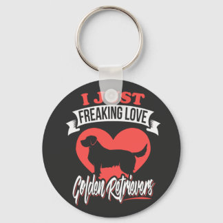 Funny Freaking Love My Golden Retriever Key Ring