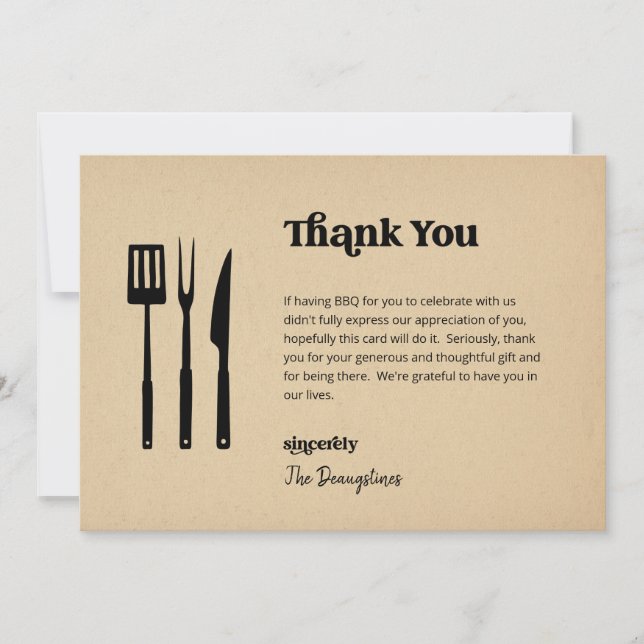 Funny Free BBQ Wedding Thank You Card (Front)