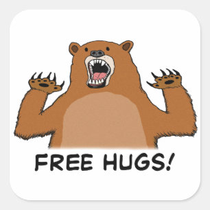 Funny Free Bear Hugs Square Sticker
