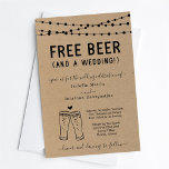Funny Free Beer and a Wedding Invitation<br><div class="desc">Free Beer (And a Wedding!)  Funny invitation wording for a fun wedding.  The beer toast artwork is hand-drawn on a wonderfully rustic kraft background.

Coordinating RSVP,  Details,  Registry,  Thank You cards and other items are available in the 'Free Beer Funny Wedding Invitation Suite' Collection within my store.</div>