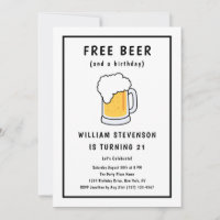 Funny Free Beer Joke Simple Man 21st Birthday