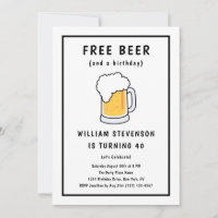 Funny Free Beer Joke Simple Man 40th Birthday