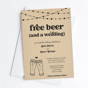 Funny Free Beer Theme Wedding Invitation