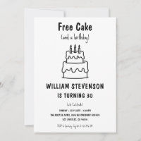Funny Free Cake Joke Simple Quirky 30th Birthday