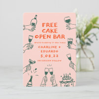 Funny Free Cake Open Bar drinks Retro Contemporary