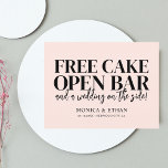 Funny Free Cake Open Bar Wedding Save The Date Ann Announcement Postcard<br><div class="desc">Funny wedding save the date features “Free Cake,  Open Bar And A Wedding On The Side” quote.</div>