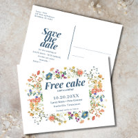 Funny Free Cake Wildflowers Wedding Save the Date