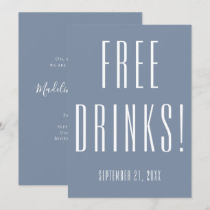 Funny Free Drinks Dusty Blue Wedding Save The Date
