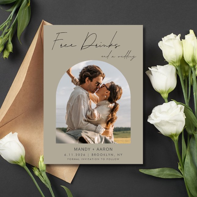 Funny Free Drinks Photo Wedding Save the Date (Funny Free Drinks Photo Wedding Save the Date)