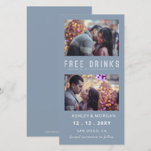 Funny Free Drinks Photo Wedding save The Date Anno Announcement
