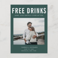 Funny Free Drinks Photo Wedding Save the Date
