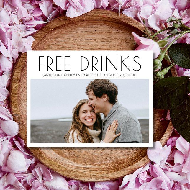 Funny Free Drinks Photo Wedding Save the Date Announcement Postcard (Funny Free Drinks Photo Wedding Save the Date Postcard)