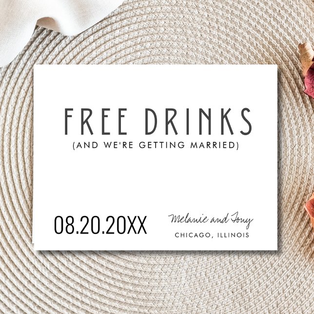 Funny Free Drinks Photo Wedding Save the Date Announcement Postcard (Funny Free Drinks Photo Wedding Save the Date)