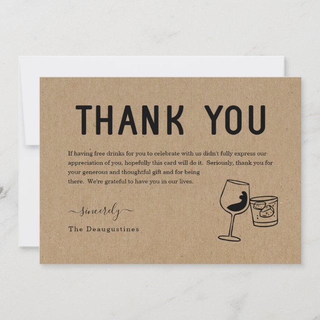Funny Free Drinks Thank You Card (Front)