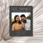 Funny Free Drinks Wedding Grey Save the Date Announcement Postcard<br><div class="desc">Make your big day unforgettable from the very first announcement with our “Funny Free Drinks Wedding Grey Save the Date” cards. Perfectly blending humour and elegance, these save the dates are designed to set the tone for a wedding filled with love, laughter, and plenty of free drinks. Whether you're having...</div>
