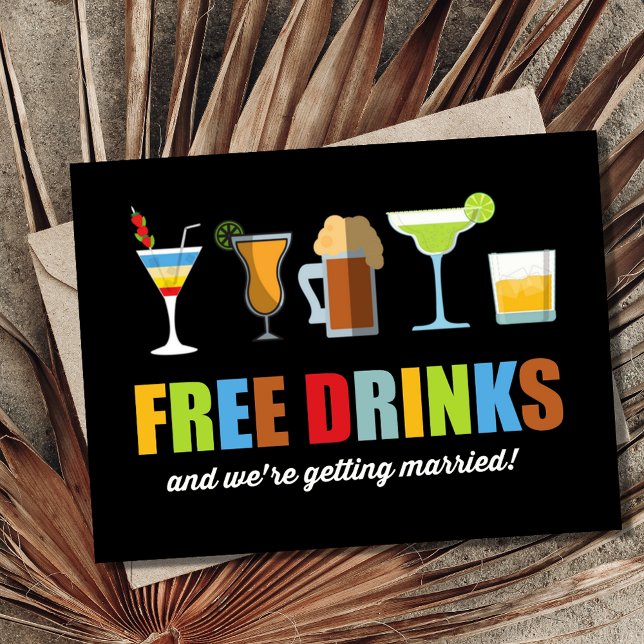 Funny Free Drinks Wedding Save the Dates Announcement Postcard (Creator Uploaded)