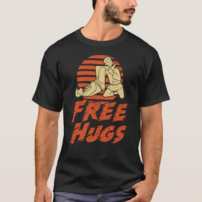 Funny Free Hugs - Brazilian Jiu-Jitsu, BJJ Gift T-Shirt (Front)