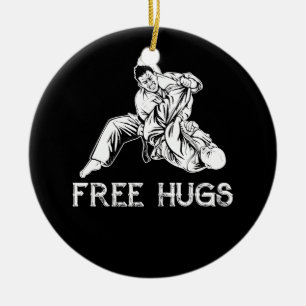 Funny Free Hugs Brazilian Jiu-Jitsu MMA BJJ Ceramic Tree Decoration