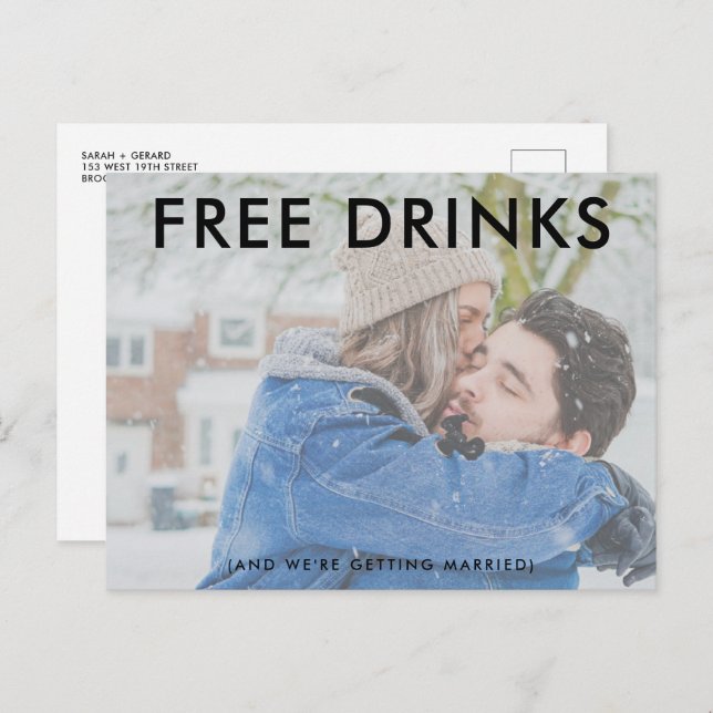 Funny Free Opaque Photo Wedding Save the Dates Announcement Postcard (Front/Back)