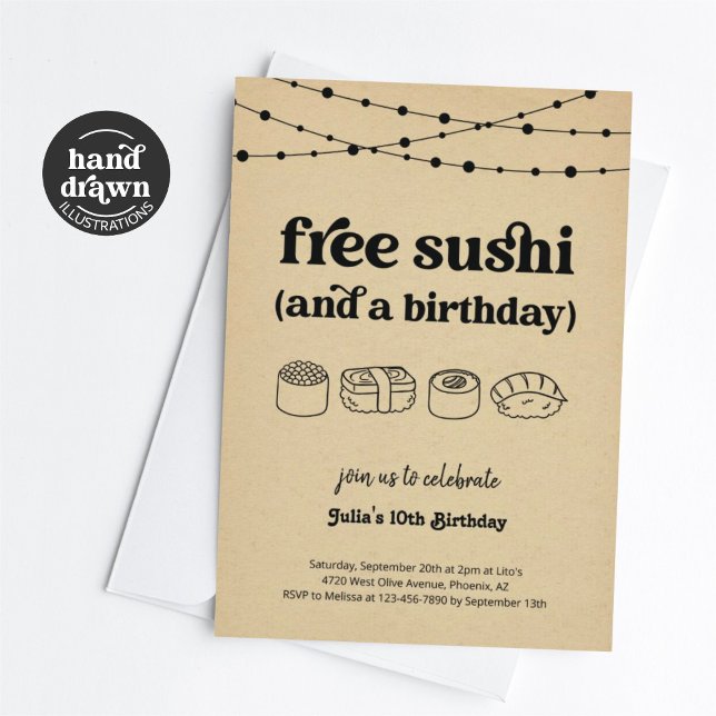 Funny Free Sushi Birthday Party Invitation (Creator Uploaded)