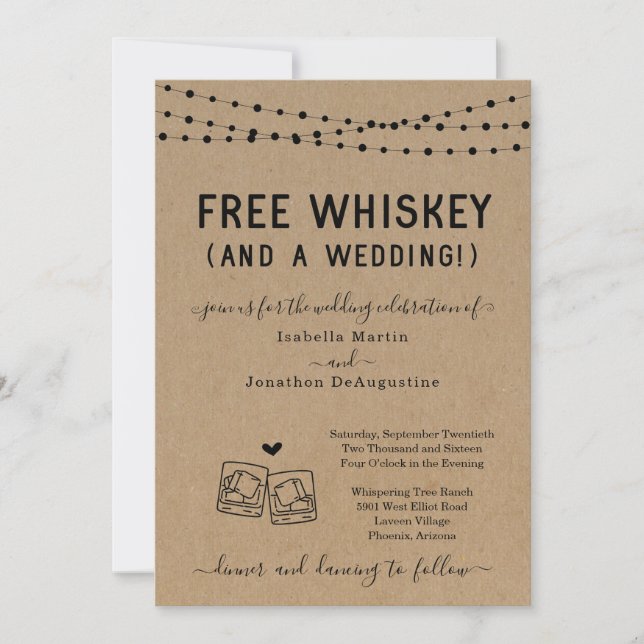 Funny Free Whiskey and a Wedding Invitation (Front)