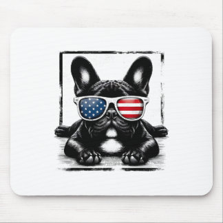 Funny French Bulldog American Flag 4th Of July Fre Mouse Pad