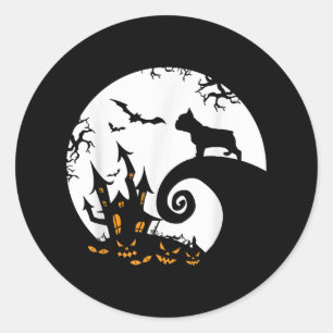Funny French Bulldog And Moon Halloween Costume Classic Round Sticker