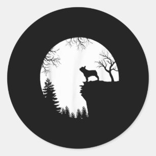 Funny French Bulldog And Moon Halloween Dog Lover Classic Round Sticker