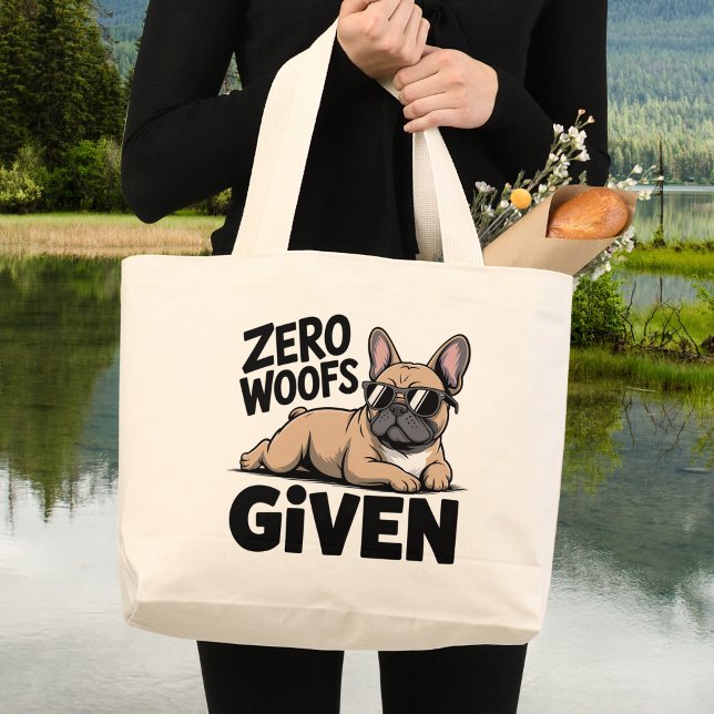 Funny French Bulldog Antisocial Frenchie Dog Lover Large Tote Bag (Creator Uploaded)