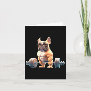 Funny French Bulldog Bodybuilding Gym Frenchie Wei Card